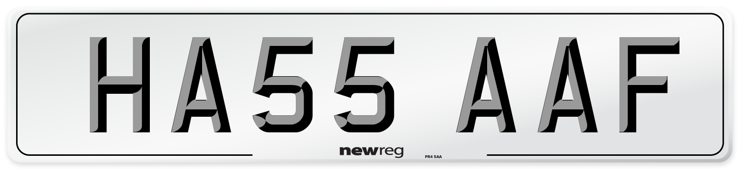 HA55 AAF Number Plate from New Reg
